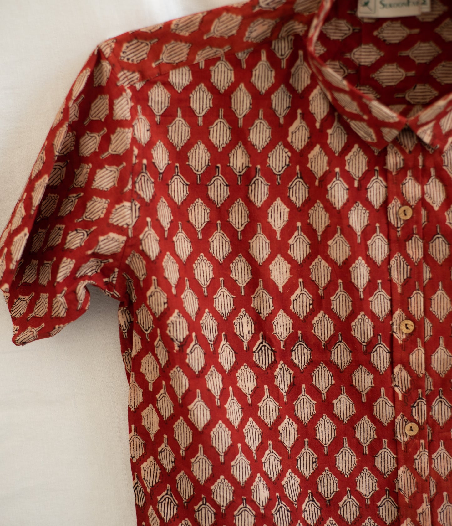 Falu Red Hand Block Printed Cotton Shirt