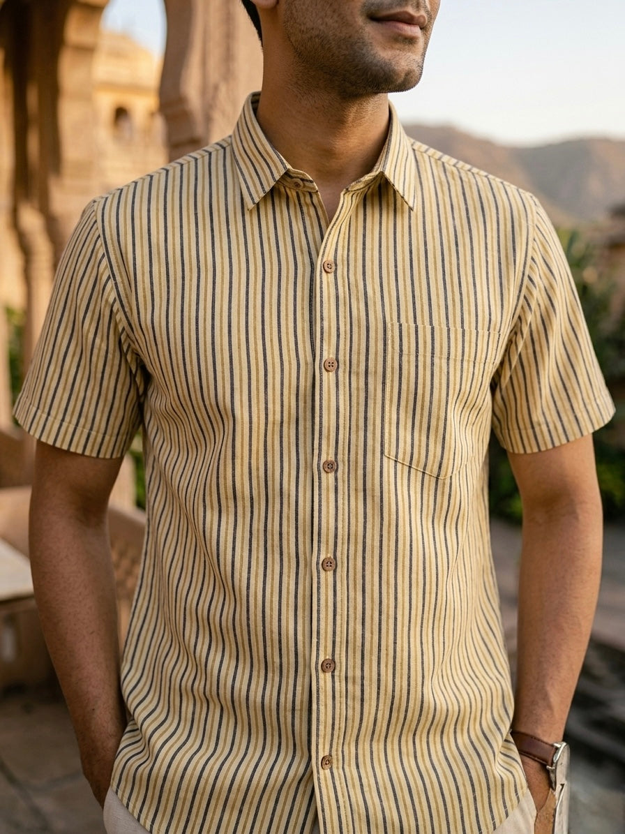 Brownish Stripes Printed Shirt