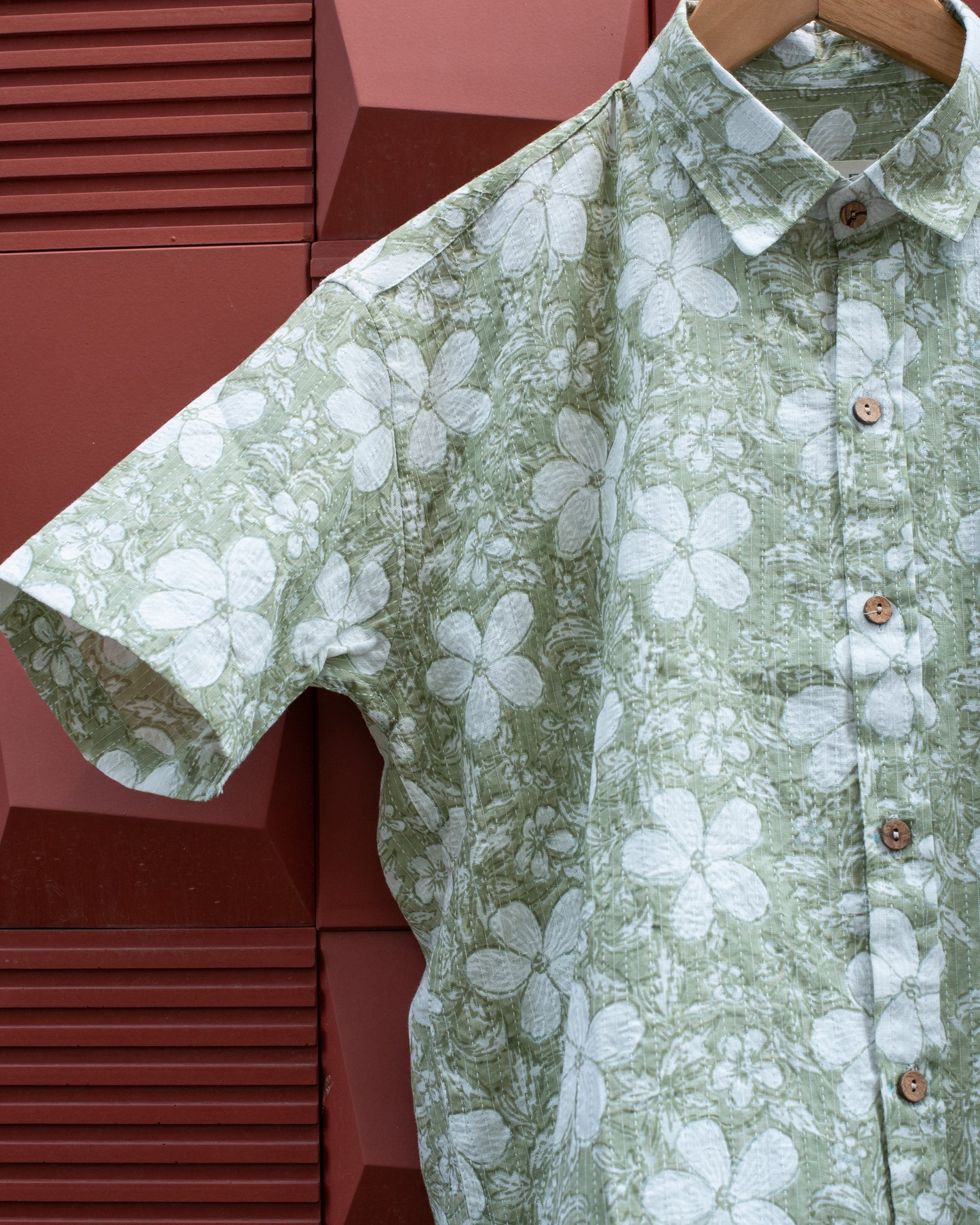 Lunar Green Khatta Floral Printed Shirt