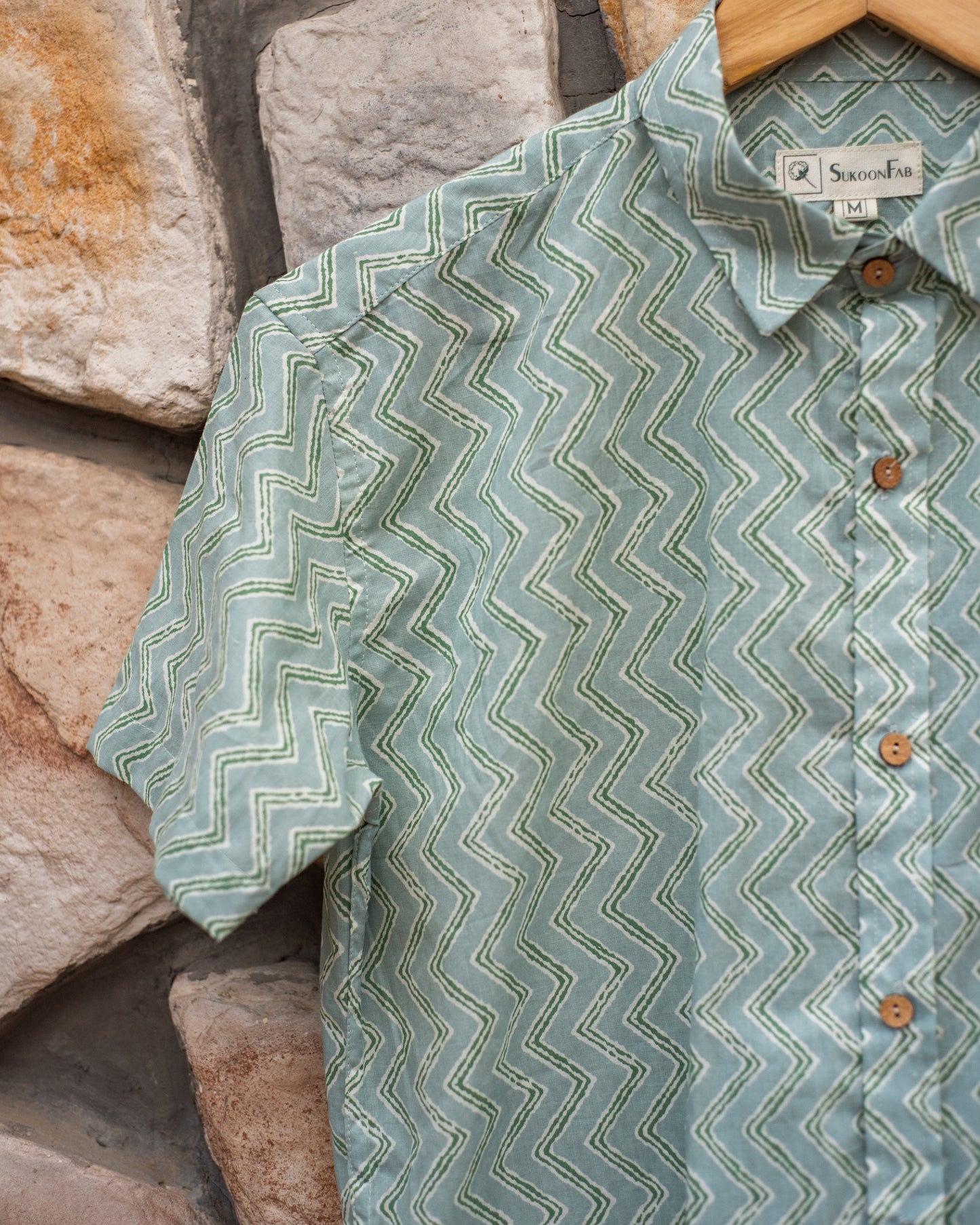 Greenish Cyan Sanganeri Printed Cotton Shirt