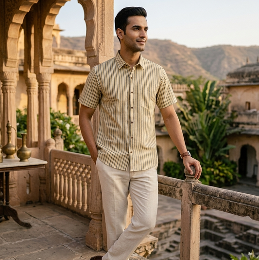Brownish Stripes Printed Shirt