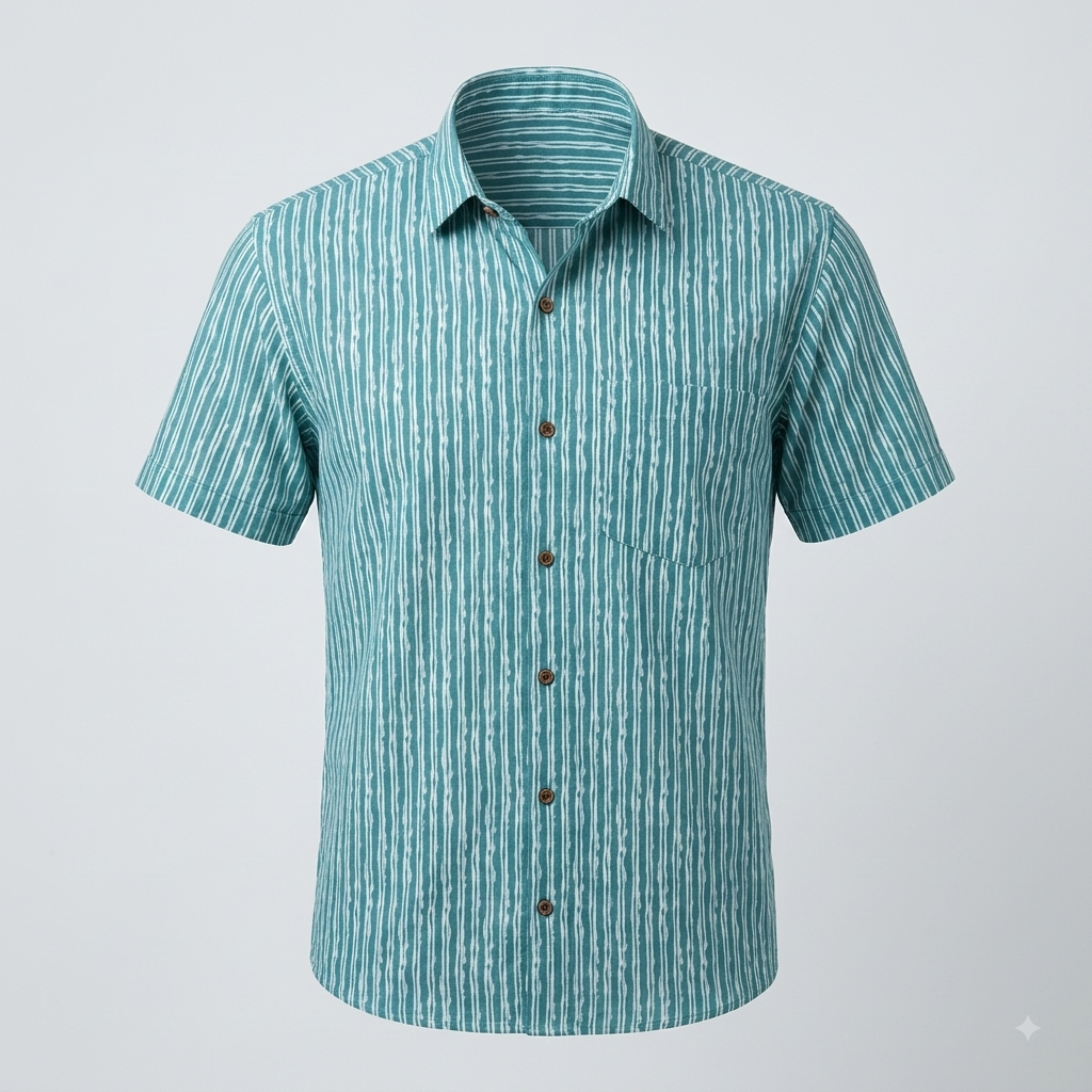 Blue Stripes Printed Cotton Shirt