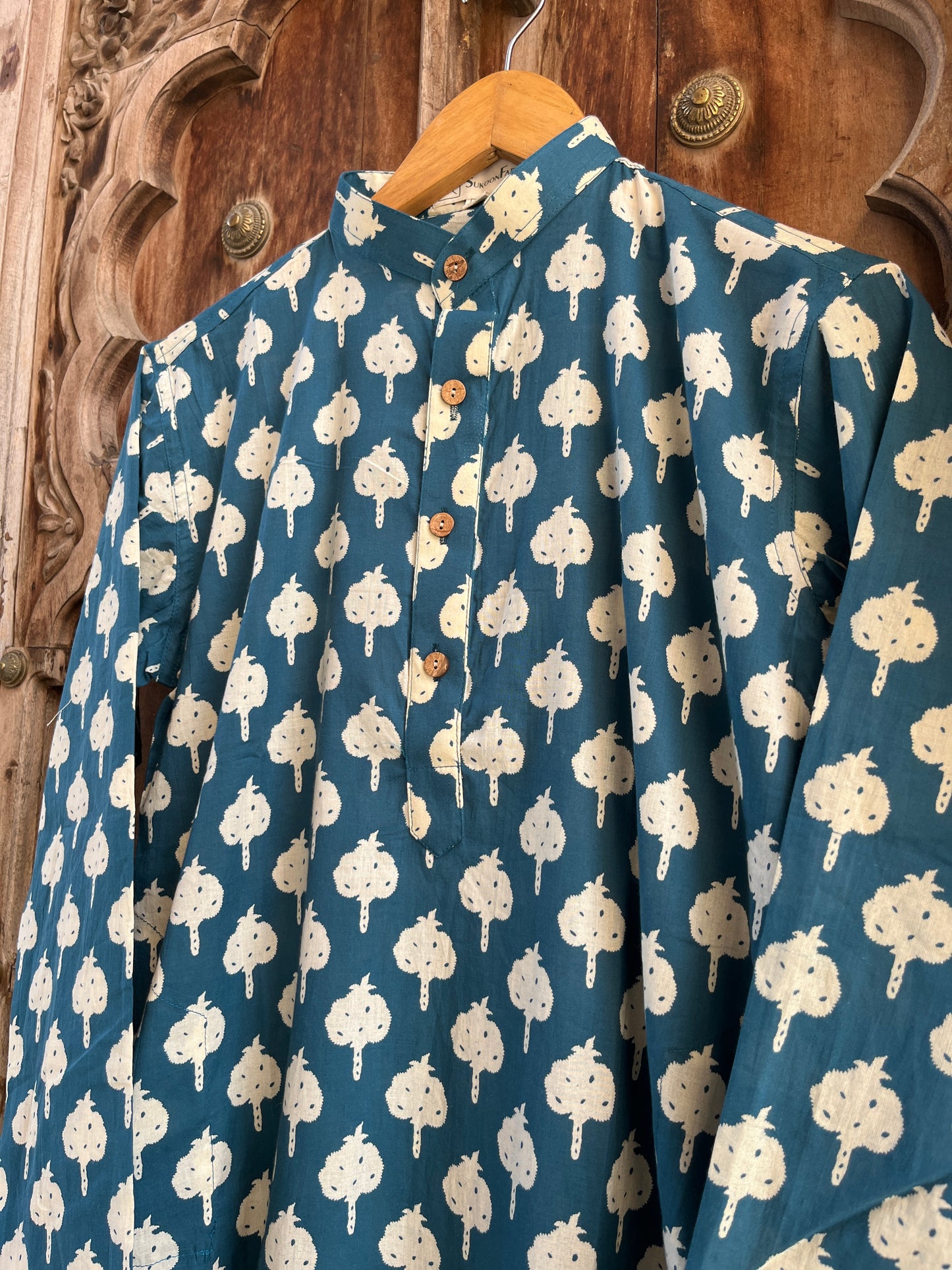 Blue Bayoux Sanganeri Printed Men's Long Kurta