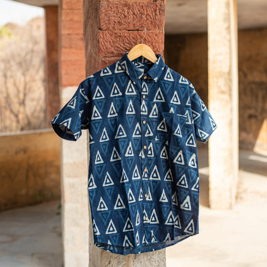 Indigo Hand Block Printed Shirt