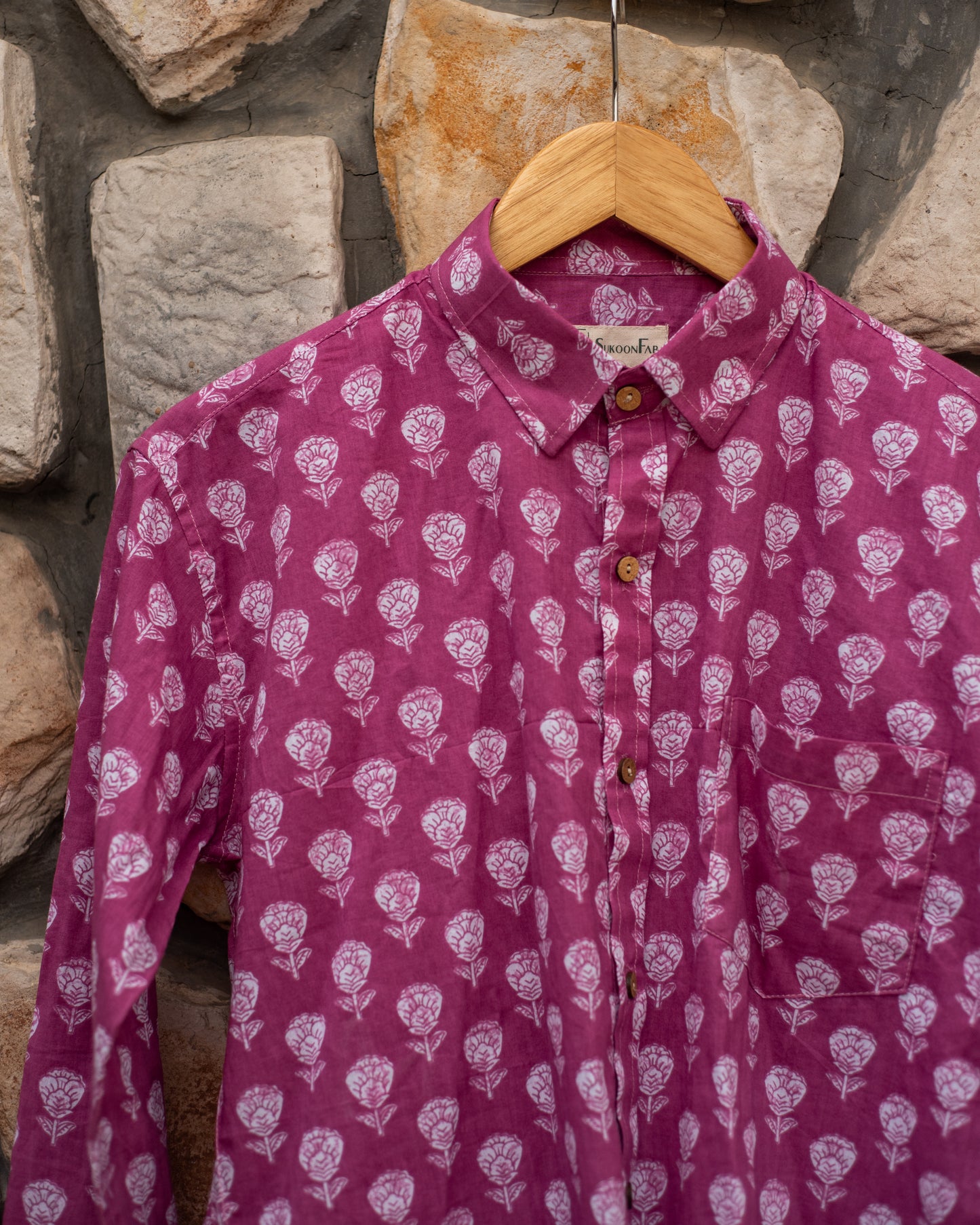 Lavender Floral Printed Cotton Shirt