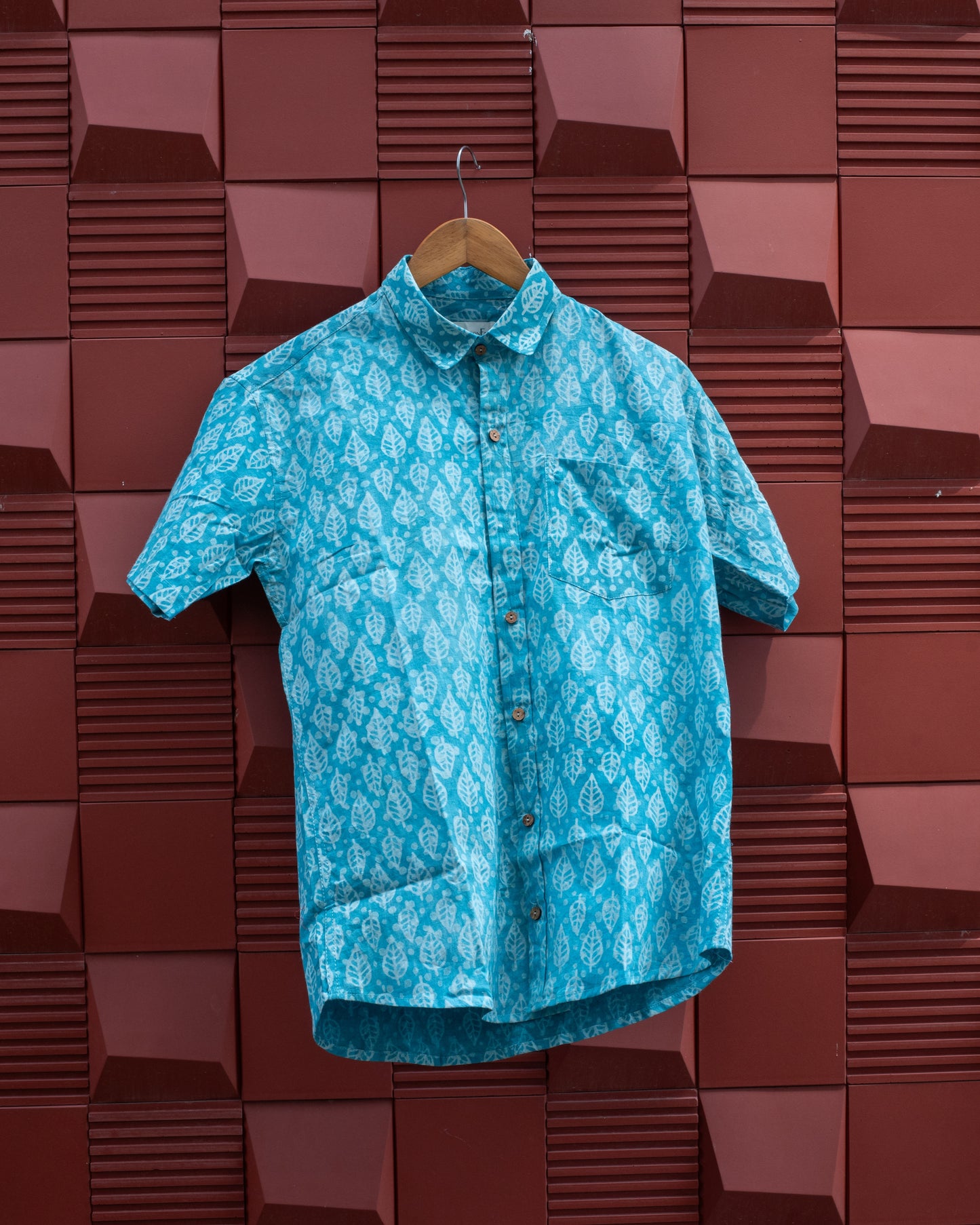 Mist Blue Hand Block Printed Shirt