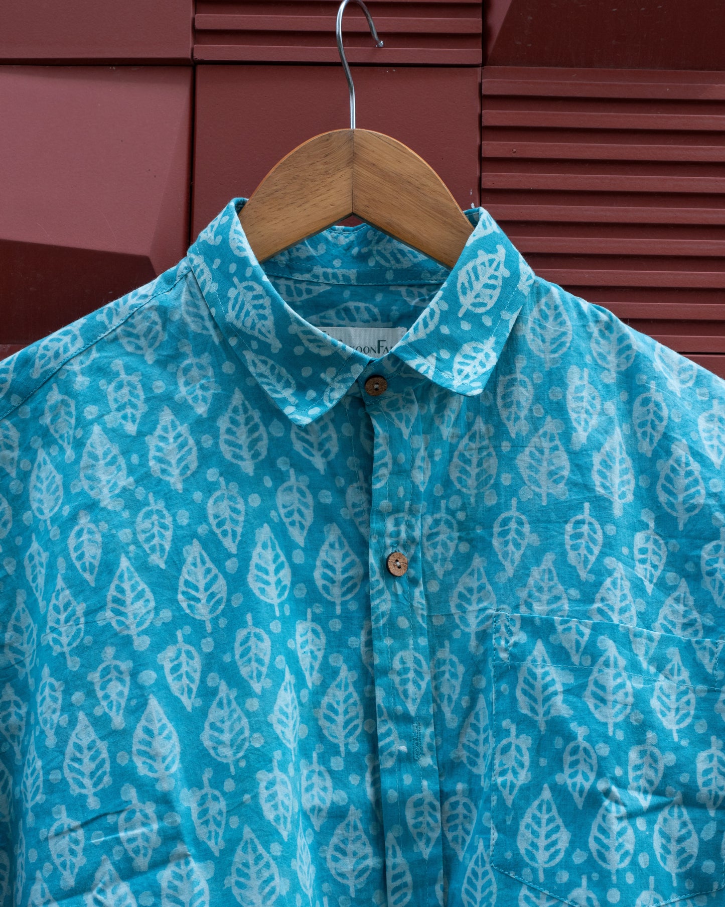 Mist Blue Hand Block Printed Shirt