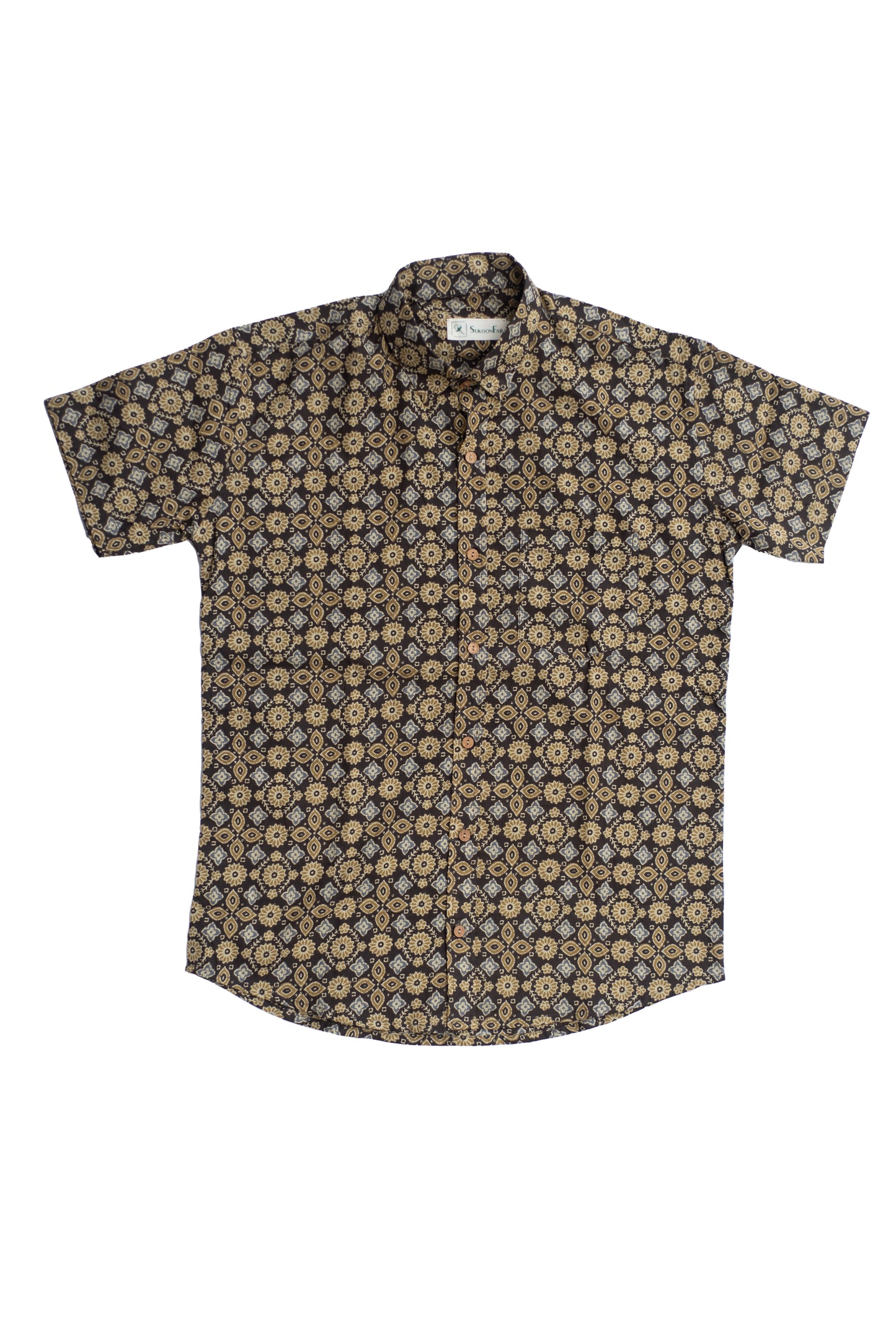 Woody Brown Ajrak Printed Cotton Shirt