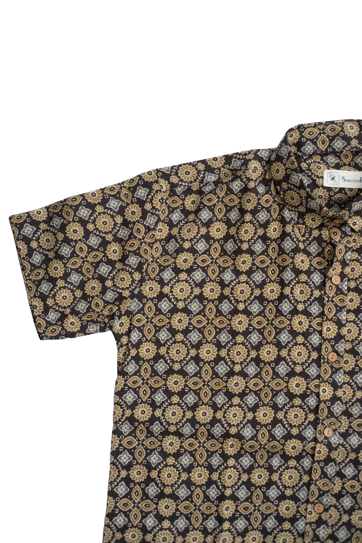 Woody Brown Ajrak Printed Cotton Shirt