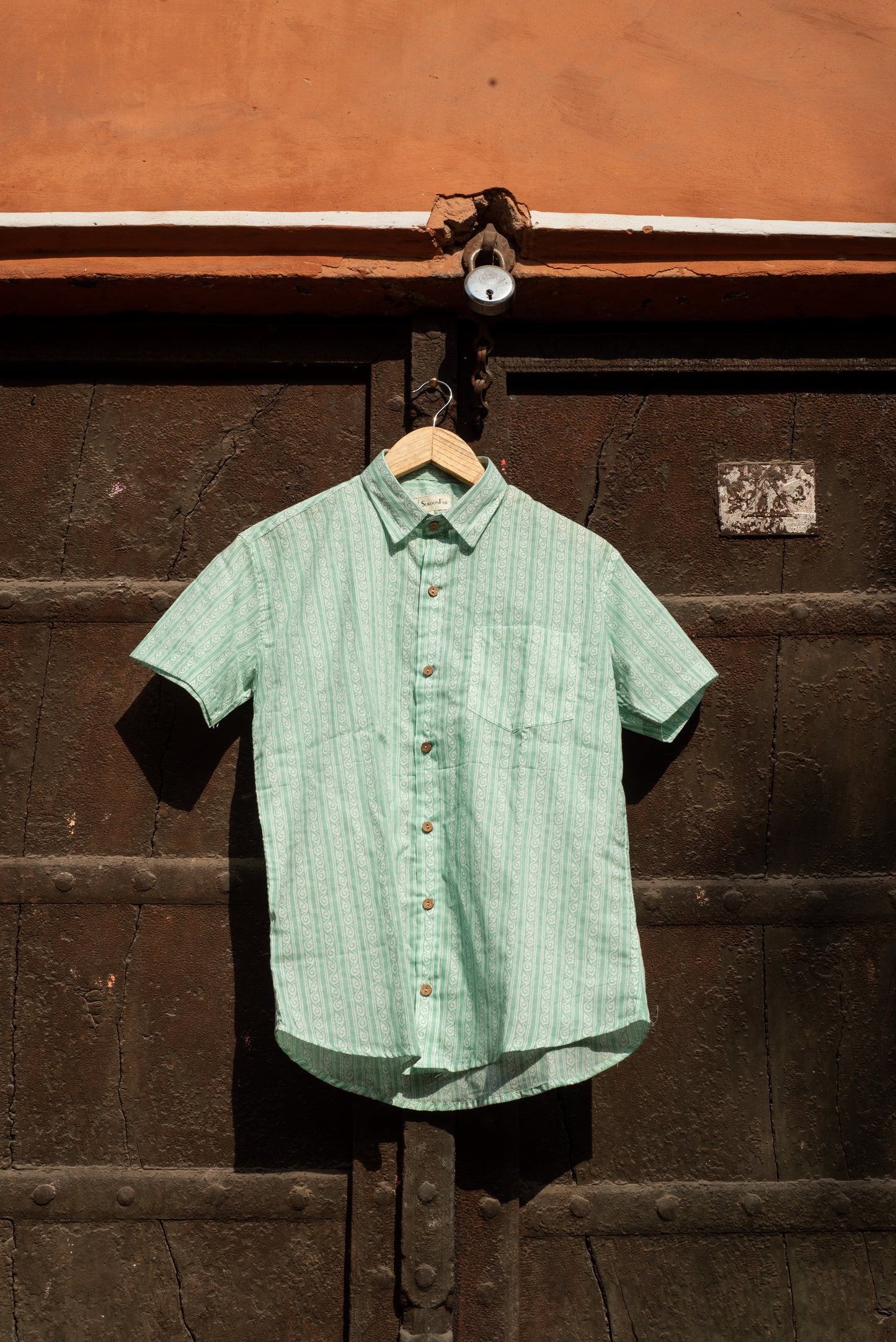 Sage Green Printed Cotton Shirt