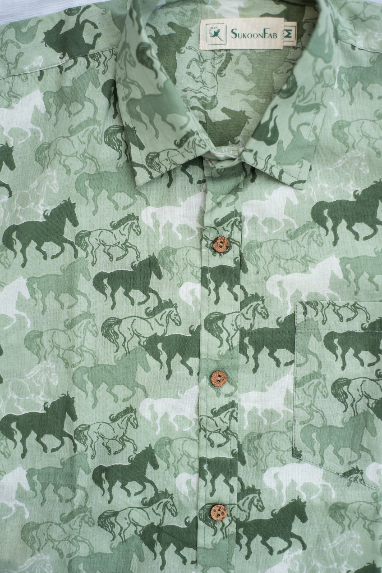 Wenge Horse Printed Cotton Shirt